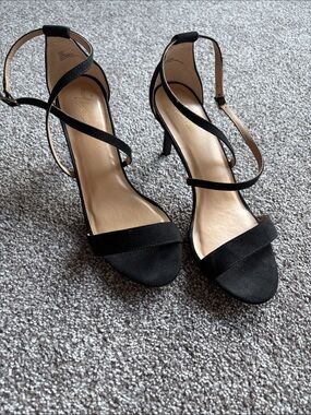 Thalia Sodi Black Strappy Open-Toe Stiletto Heels